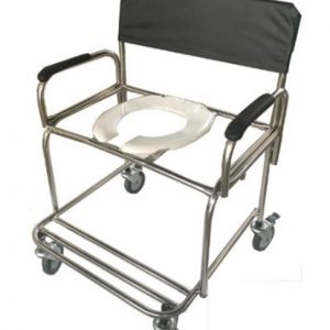 ES1108- Cadeira de Banho para Obeso em Aço Inox com Braços removíveis